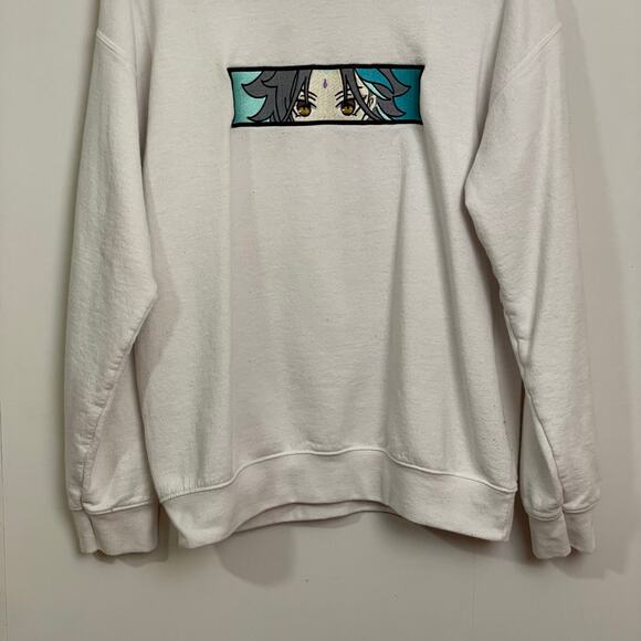 Genshin Impact M/M Gildan embroidered character pullover sweater white anime - Picture 3 of 8